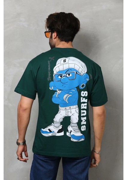 Unisex Basic Bisiklet Yaka Oversize T-Shirt - Yeşil -Vlmr indirimleri