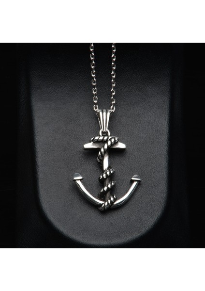 555 Çapa Desenli Gümüş Kolye fiyatları