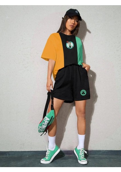 Kadın Nakışlı Ikili Şort Takım - Çok Renkli -Vlmr