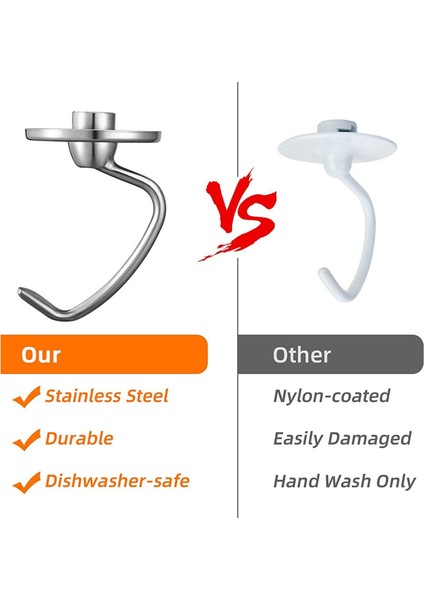 Kitchenaid 4.5-5 Quart Eğimli Kafa Stand Mikser Için Paslanmaz Çelik Hamur Kancası Aparatı, Yedek Parçalar Ekmek Kancaları (Yurt Dışından) modelleri