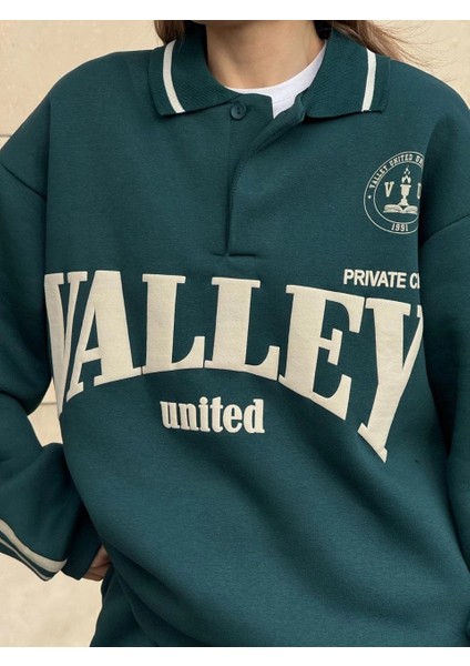 Üç Iplik Yakalı Sweat Baggy Pantalonlu Takım - Yeşil -Vlmr