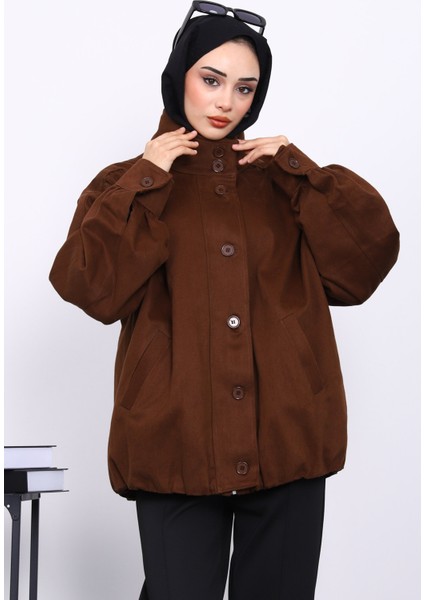 Kahverengi Pileli Astarlı Gabardin Ceket modelleri