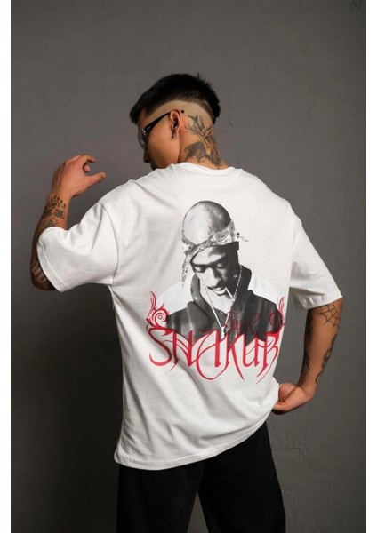 Orijinal : Erkek Oversize Tişört - Bisiklet Yaka, Ön & Arka Baskılı, Streetwear Tarzı -Vlmr