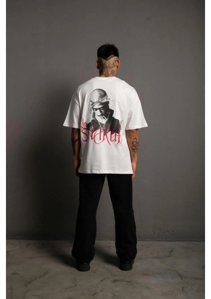 Orijinal : Erkek Oversize Tişört - Bisiklet Yaka, Ön & Arka Baskılı, Streetwear Tarzı -Vlmr modelleri