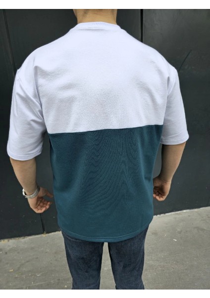 Unisex Torba Cep Detaylı Parçalı T-Shirt - Lacivert -Vlmr fırsatları