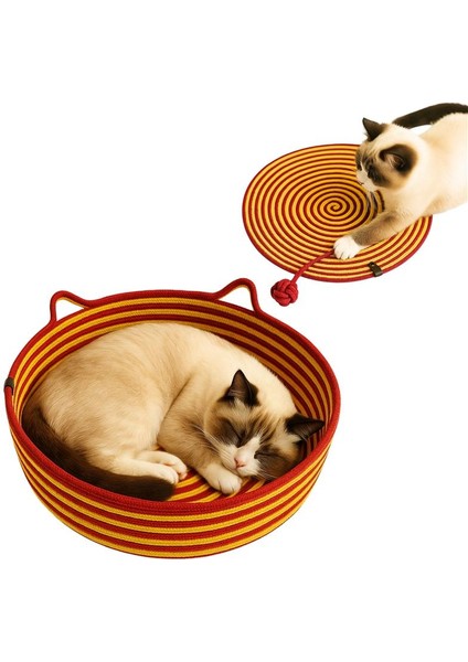 0307 El Yapımı Tres Ip Kedi Yatağı ve Maymun Yumruğu Oyun Pedi