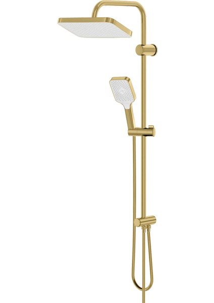 | Valtemo (Brushed) Mat Gold Tepe Duşlu Set - Butonlu - Kireç Temizleme - Geniş Boy fiyatları