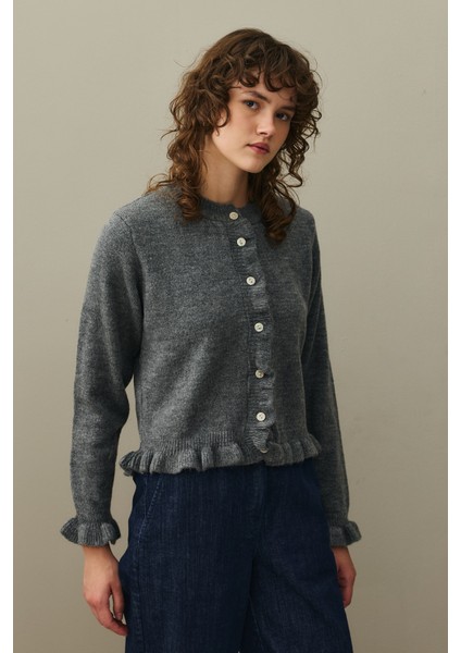 Ince Fırfırlı Tiftik Hırka Antrasit fiyatları