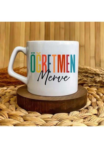 Kişiye Özel Lüks Kupa Öğretmen Pastel Harf Temalı 250 ML