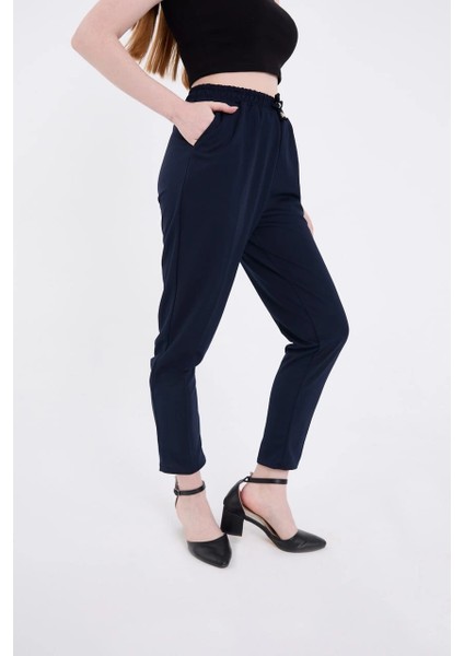Kadın Tam Kalıp Basic Eşofman Pantolon - Lacivert -Vlmr