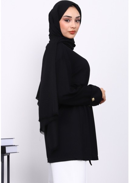 Siyah Düğme Detaylı Modal Tunik fırsatları