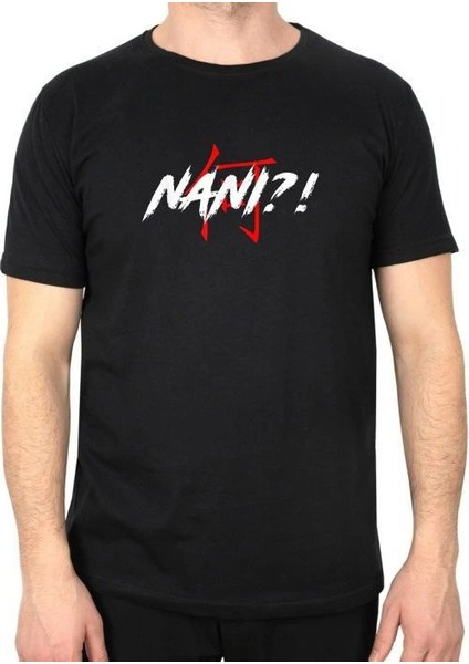 Unisex Bisiklet Yaka Baskılı Oversize T-Shirt - Siyah -Vlmr