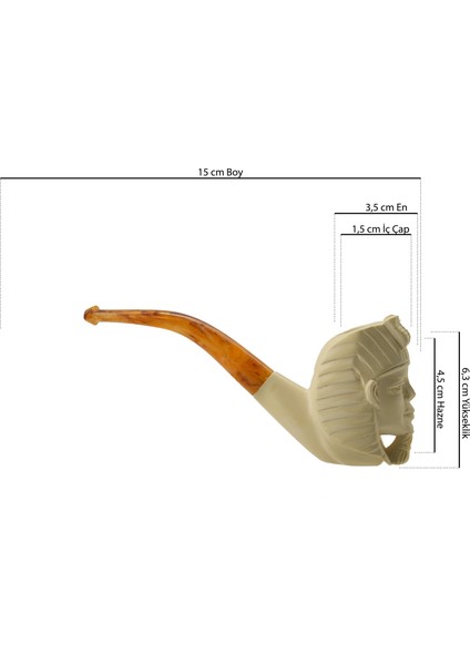 El Yapımı Lületaşı Pipo Firavun Figürlü – Eskişehir El Oyması, Özel Kutulu