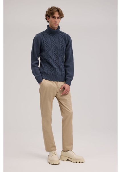 İndigo Slim Fit Tam Balıkçı Yaka Erkek Triko