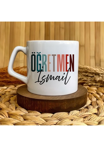 Kişiye Özel Elit Kupa Öğretmen Renkli Harf Temalı 180ML