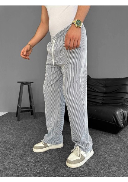 Su Yolu Çizgili Cepli Pantalon Yazlık - Gri -Vlmr indirimleri