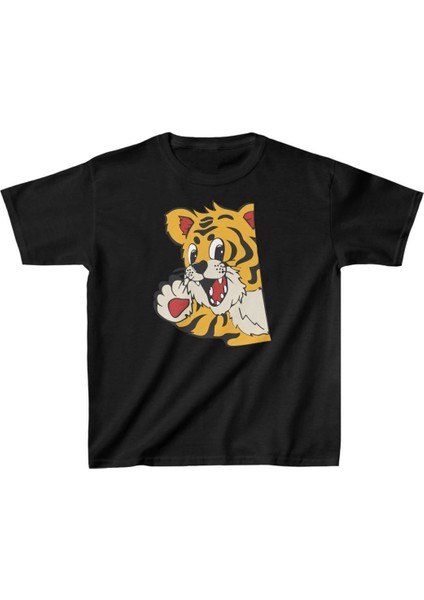 Unisex Çocuk Baskılı T-Shirt - Siyah -Vlmr