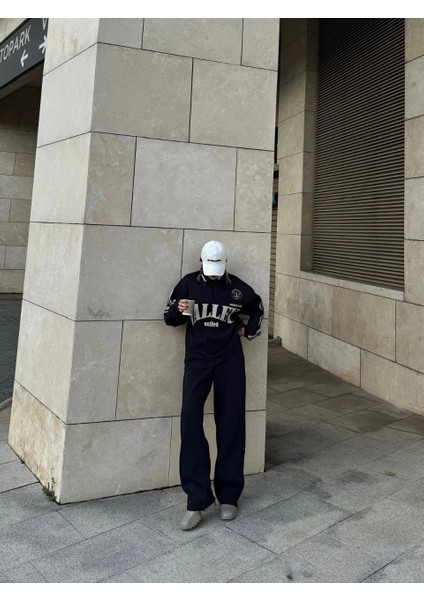 Üç Iplik Yakalı Sweat Baggy Pantalonlu Takım - Siyah -Vlmr modelleri