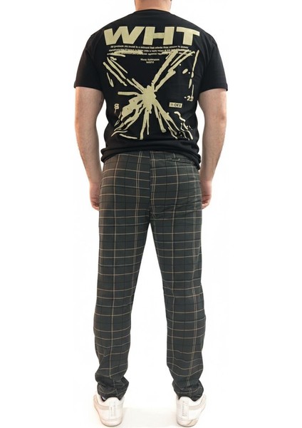 Erkek Siyah Ekoseli Bağcıklı Pijama Altı-Ekstra Rahat,yumuşak Dokulu