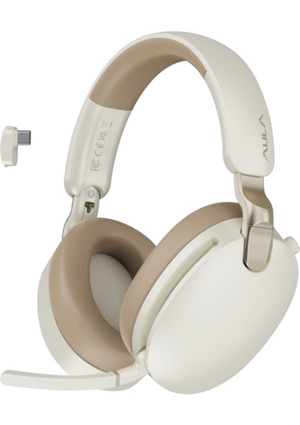 A500 Hybrid Anc 2.4ghz Kablosuz ve Bluetooth 5.4 Aux Mikrofonlu Kulak Üstü Kulaklık Bej