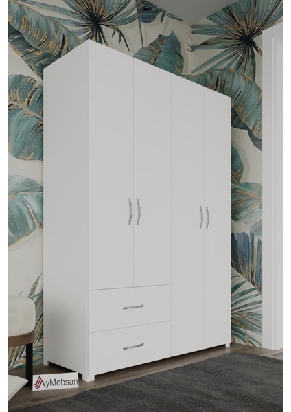 Mavera 4 Kapaklı 2 Çekmeceli Gardrop, 120, Beyaz fiyatları