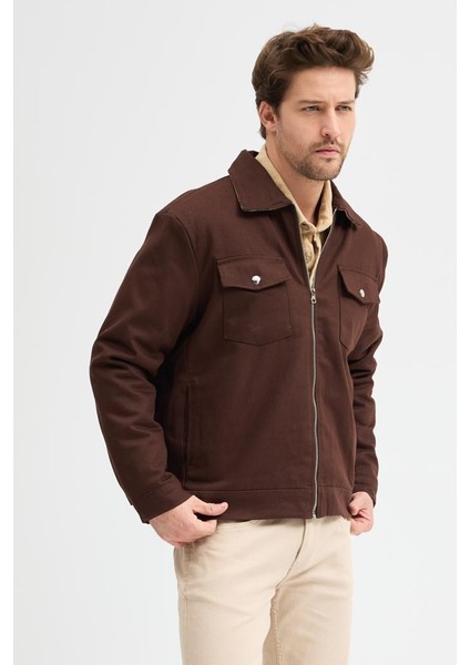 Erkek Gabardin Fermuarlı Çift Cepli Astarlı Workwear Ceket modelleri