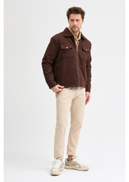 Erkek Gabardin Fermuarlı Çift Cepli Astarlı Workwear Ceket fırsatları