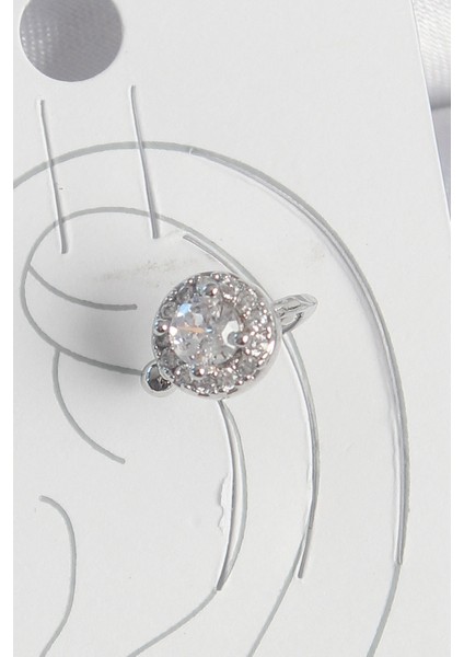 Pirinç Gümüş Renk Zirkon Taşlı Kadın Kıkırdak Model Küpe fiyatları