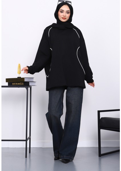 Siyah Biyeli İki İplik Sweatshirt fiyatları