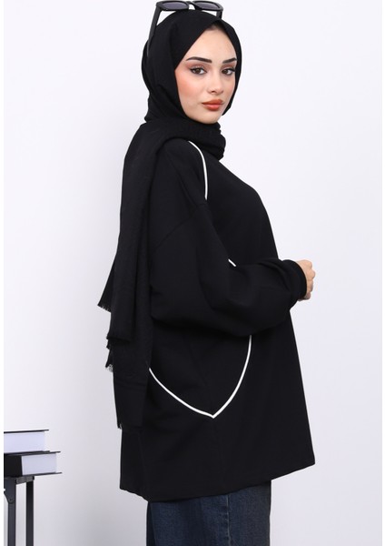 Siyah Biyeli İki İplik Sweatshirt fırsatları