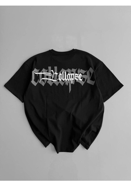 20/1 Penye Compack Unisex Baskılı Oversize Bisiklet Yaka Kısa Kol Yazlık T-Shirt - Siyah -Vlmr fiyatları