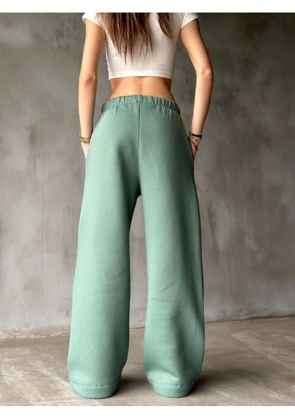 Palazzo Bol Paça Eşofman Pantolon - Yeşil -Vlmr modelleri