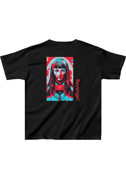 Unisex Çocuk Baskılı T-Shirt - Siyah -Vlmr