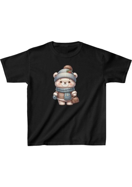 Unisex Çocuk Baskılı T-Shirt - Siyah -Vlmr