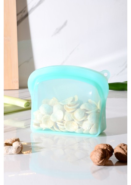 Sheer Hava Sızdırmaz Kilitli Silikon Saklama Torbası 600 ml | Yeşil