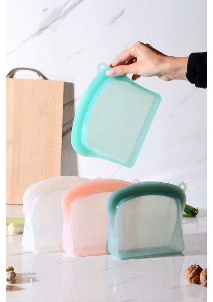 Sheer Hava Sızdırmaz Kilitli Silikon Saklama Torbası 600 ml | Yeşil fırsatları