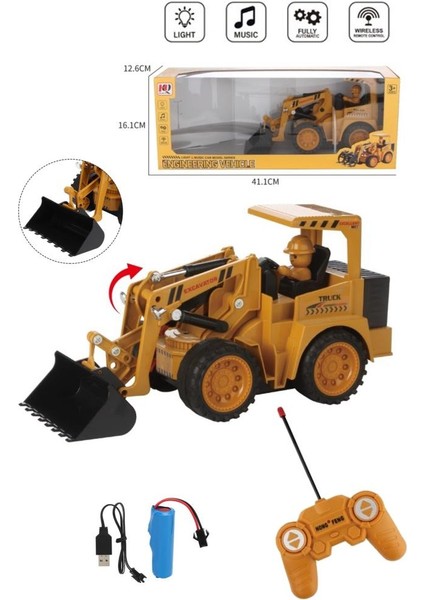 Şarjlı Kumandalı Çocuk Eğitici Full Fonksiyon Oyuncak Araç Iş Makinası Kepçe