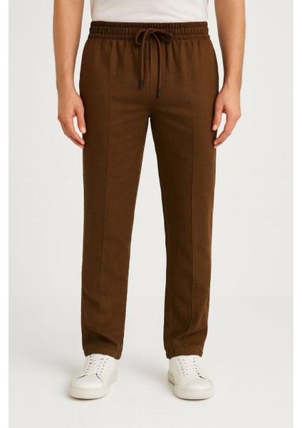 Erkek Keten Pantolon - Kahverengi -Vlmr fiyatları