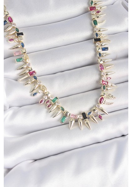 Pirinç Gold Renk Zirkon Taşlı Diken Model Vıp Seri Kadın Kolye fiyatları