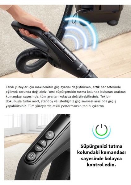 Turbo Halı Döver Başlıklı Serie 6 Propower Kumandalı Toz Torbalı Süpürge 850W 10 Yıl Motor Garantili fiyatları