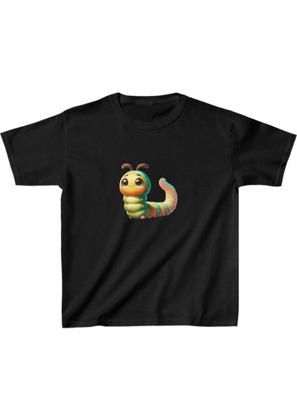 Unisex Çocuk Baskılı T-Shirt - Siyah -Vlmr