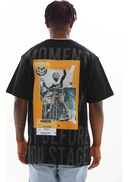 Unisex Baskılı Oversize T-Shirt - Siyah -Vlmr fiyatları