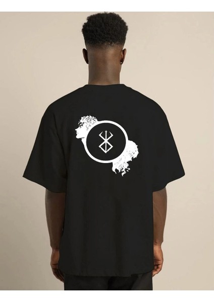 Unisex Bisiklet Yaka Baskılı Oversize T-Shirt - Siyah -Vlmr fiyatları