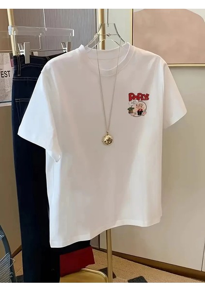 Erkek Oversize Tişörtü Popeye The Sailor Retro Vintage Ispanak- Beyaz -Vlmr fiyatları