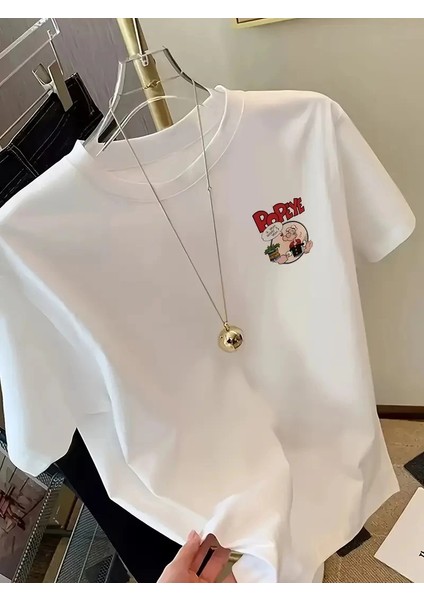 Erkek Oversize Tişörtü Popeye The Sailor Retro Vintage Ispanak- Beyaz -Vlmr modelleri