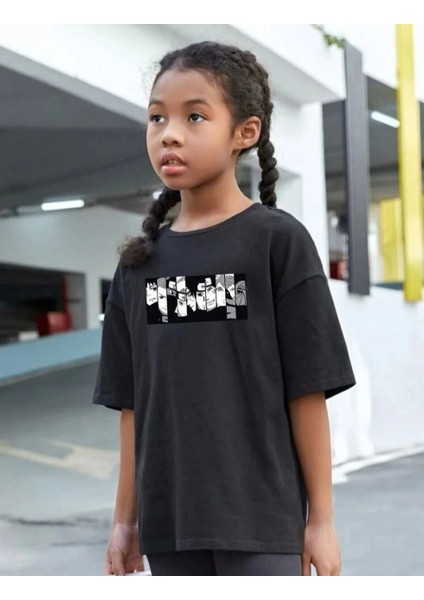Çocuk Unisex Baskılı T-Shirt - Siyah -Vlmr fiyatları