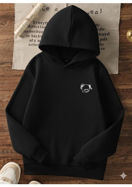 Sevimli Ayıcık Figürlü Rahat Kalıp Çocuk Siyah Sweatshirt fiyatları