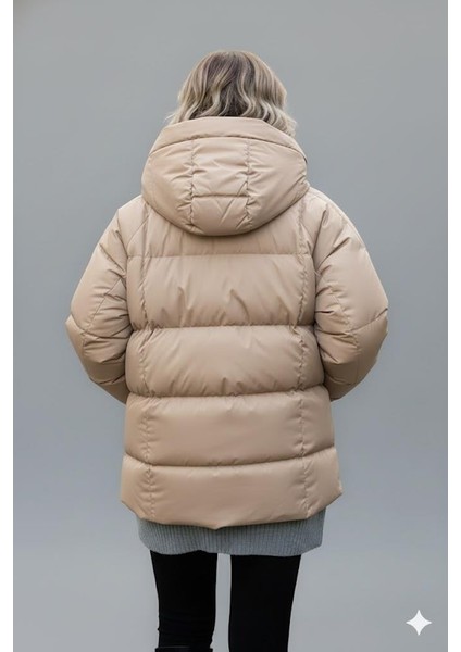 Kadın Vizon Kapüşonlu Şişme Mont – Oversize Kışlık Kalın Mont – Soğuk Geçirmez Şişme Mont modelleri