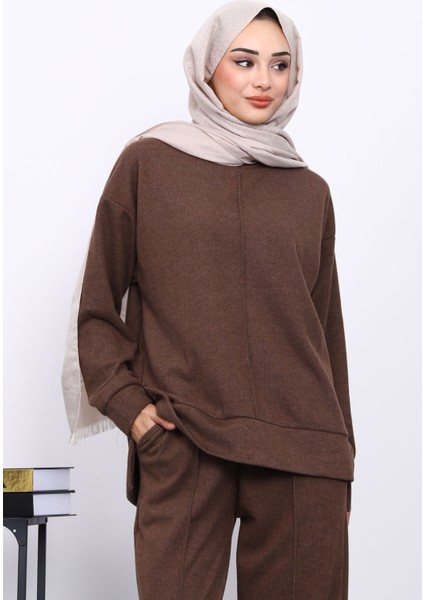 Kahverengi Üst ve Pantolonu Nervür Dikişli Selanik Takım modelleri