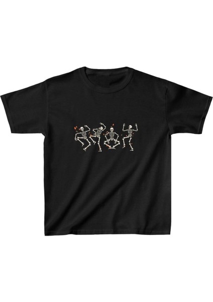 Unisex Çocuk Baskılı T-Shirt - Siyah -Vlmr